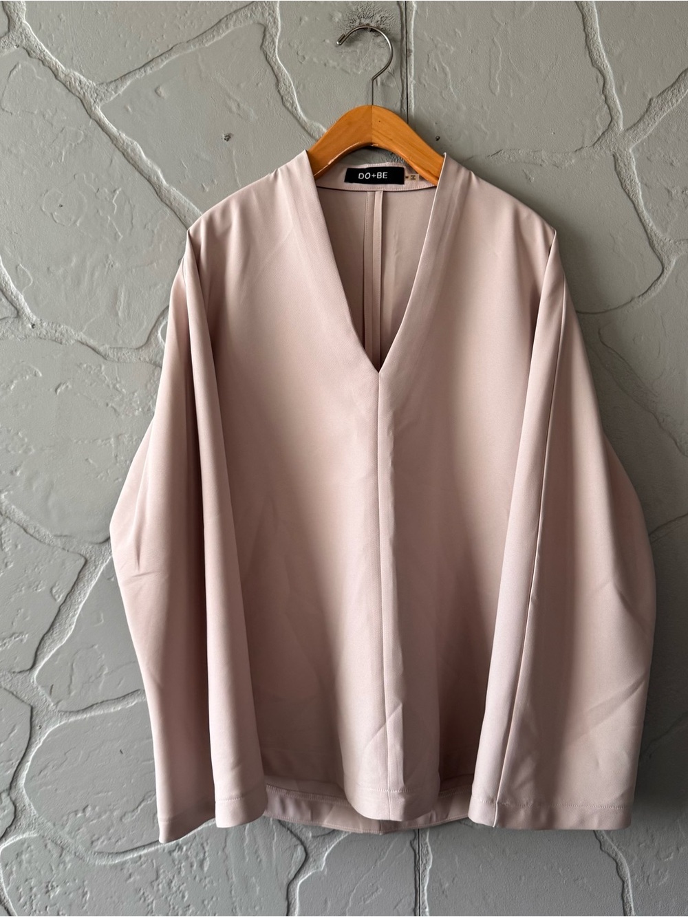 DO+BE Blush Pink Oversized Dolman Batwing Sleeve V Neck Blouse Top Medium